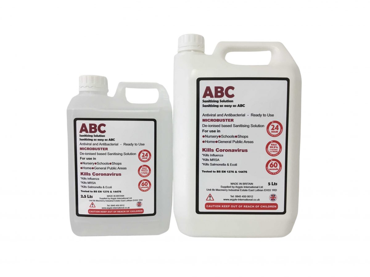 ABC MICROBUSTER De-ionised Sanitising Solution 2.5L/5L